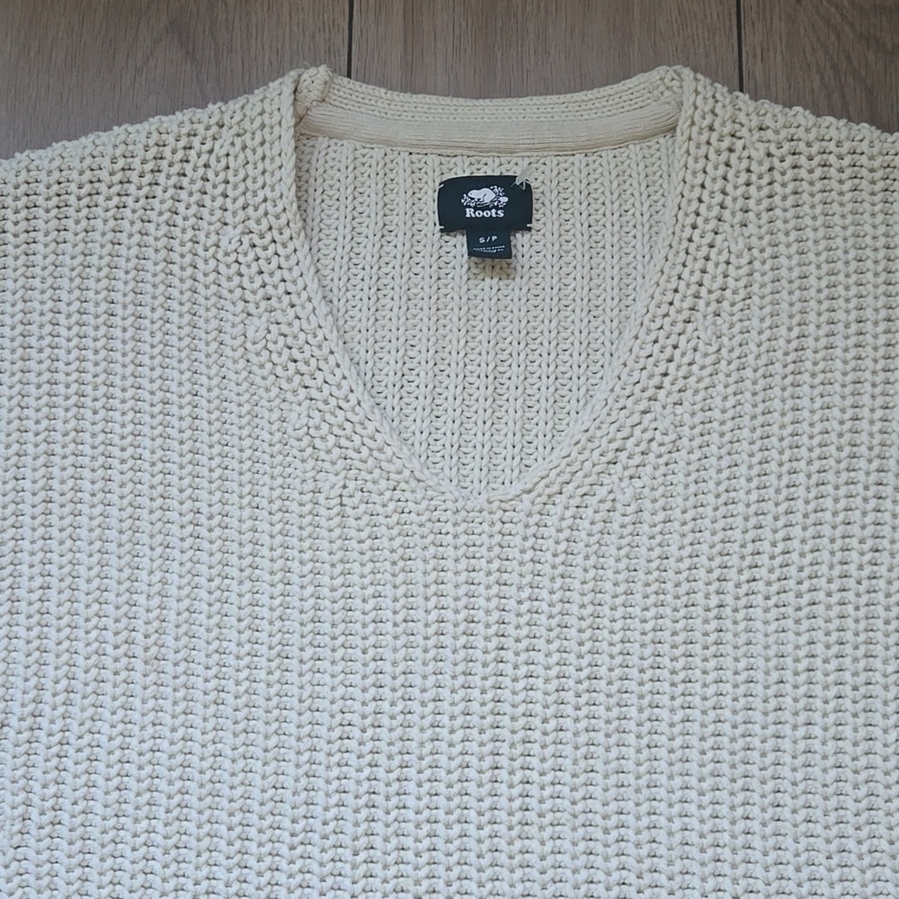 ROOTS V-NECK RIBBED KNIT SWEATER SZ S - Picture 3 of 9